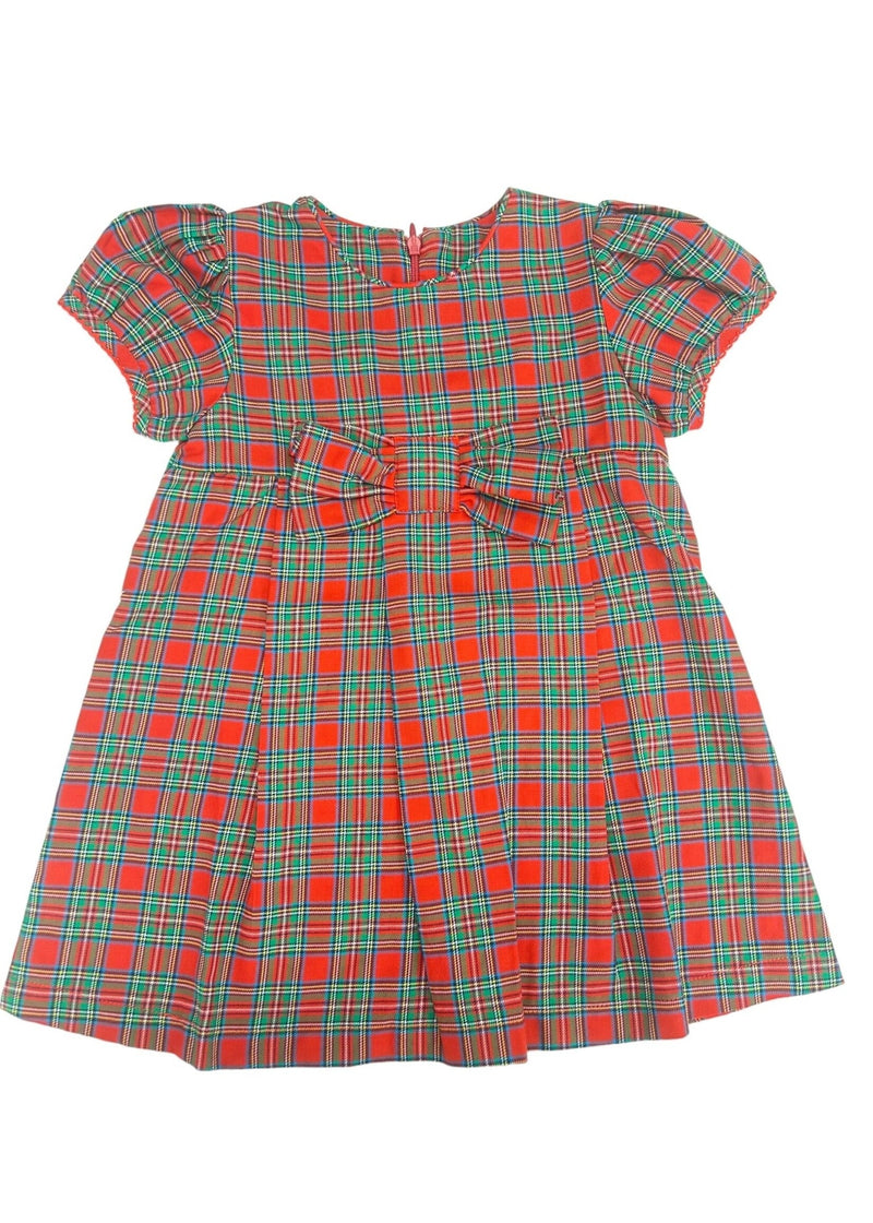 RED/GREEN PLAID BOW DRESS