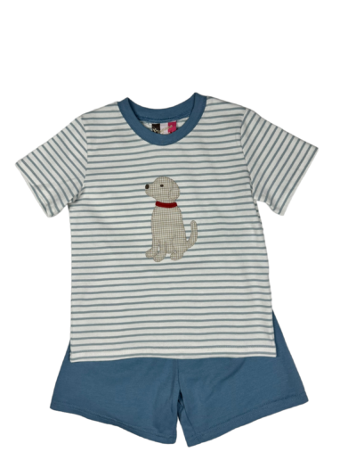 PUPPY APPLIQUE BOYS SHORT SET