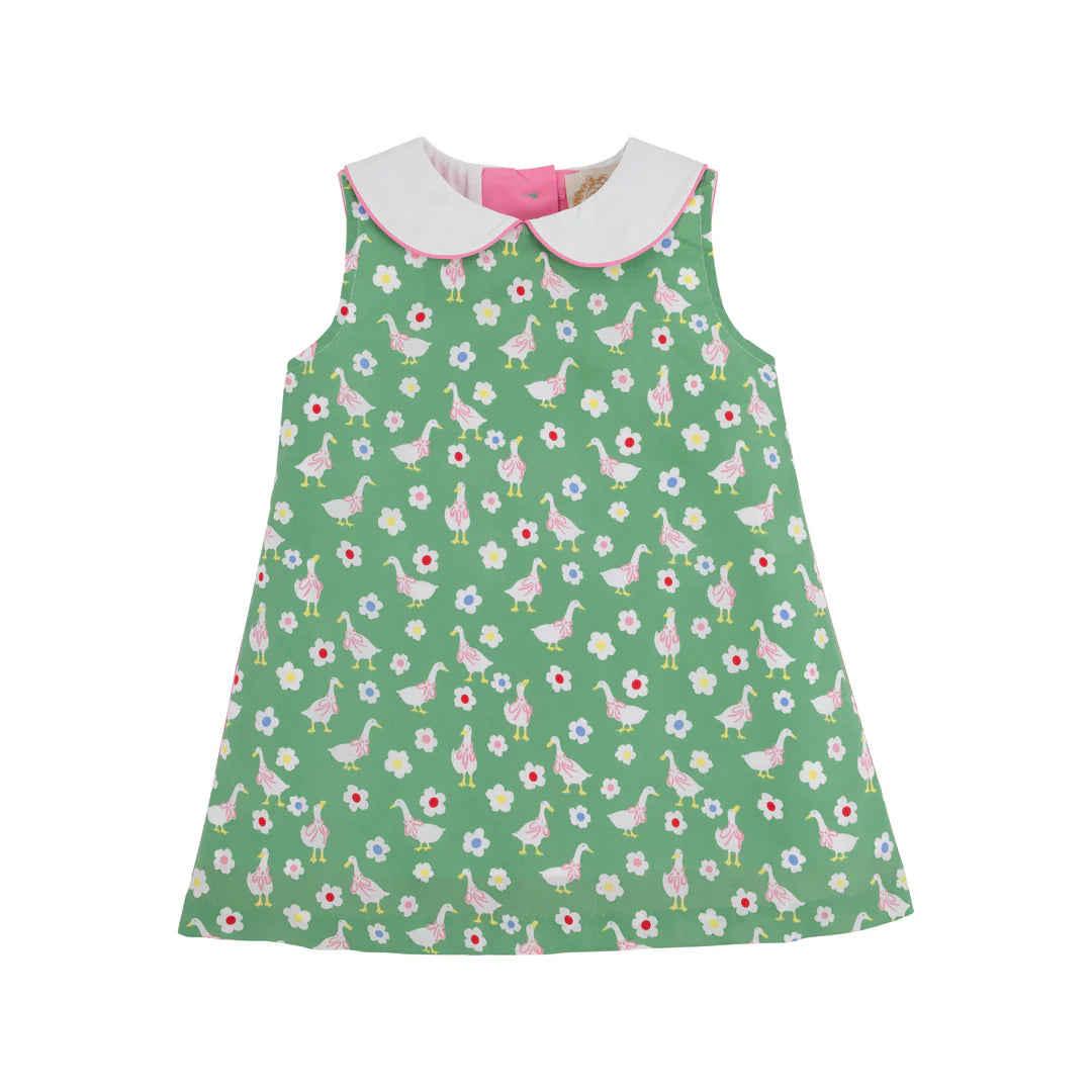 LUANNE'S LUNCH DRESS - DARLING DUCKS WITH HAMPTONS HOT PINK