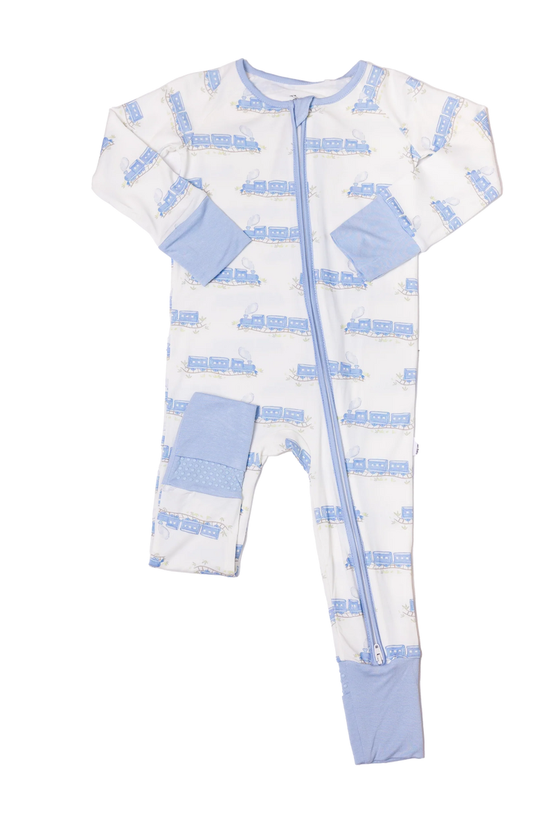 TRAIN ZIP SLEEP ROMPER