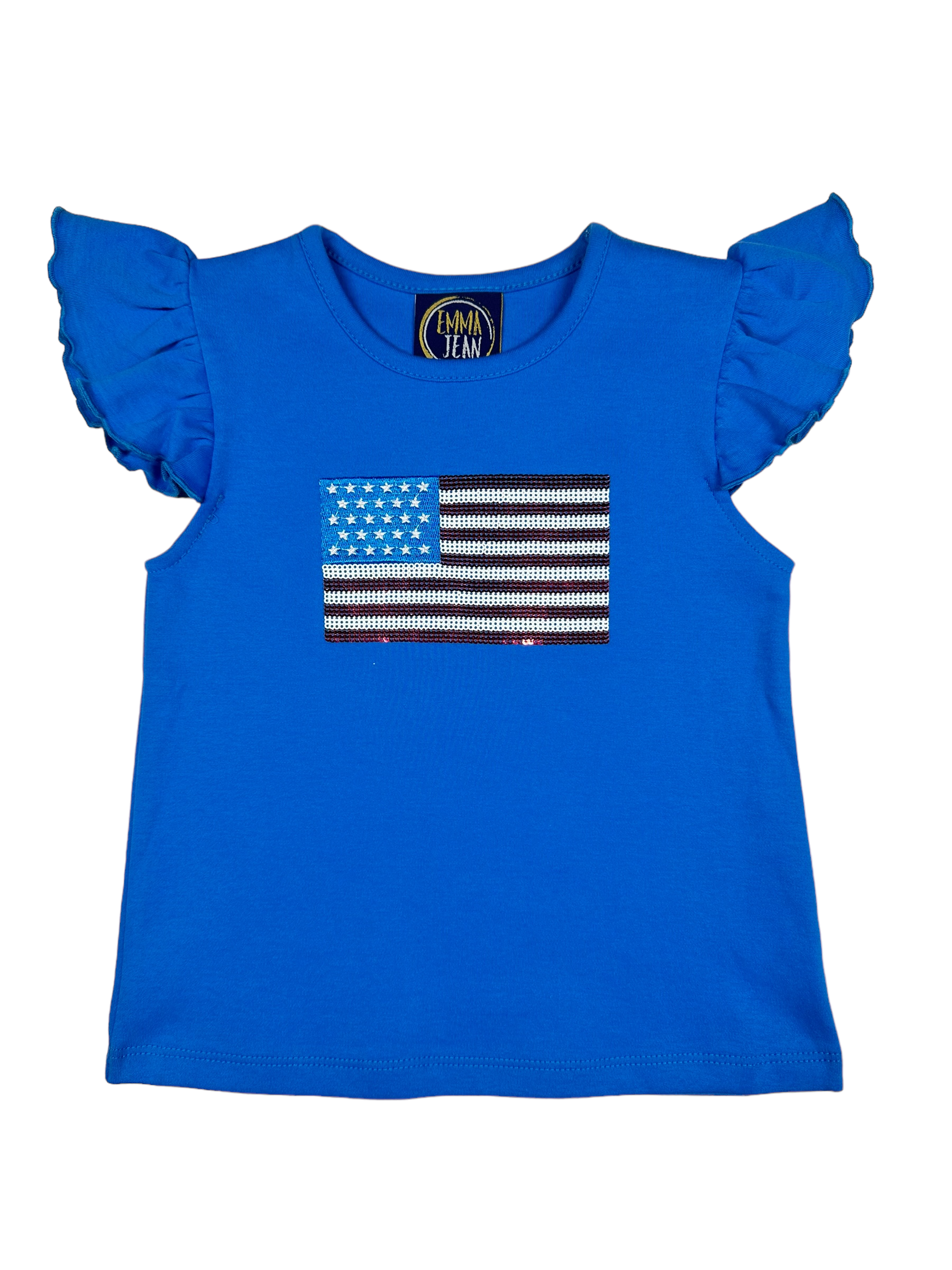 FLAG SEQUIN APPLIQUE ANGEL SLEEVE TEE