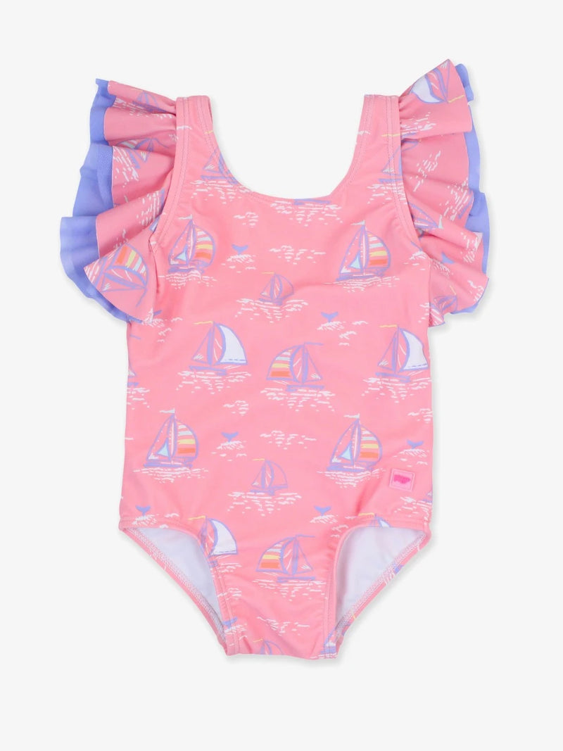 BUTTERFLY SLEEVE ONE PIECE - PINK SEAS THE DAY