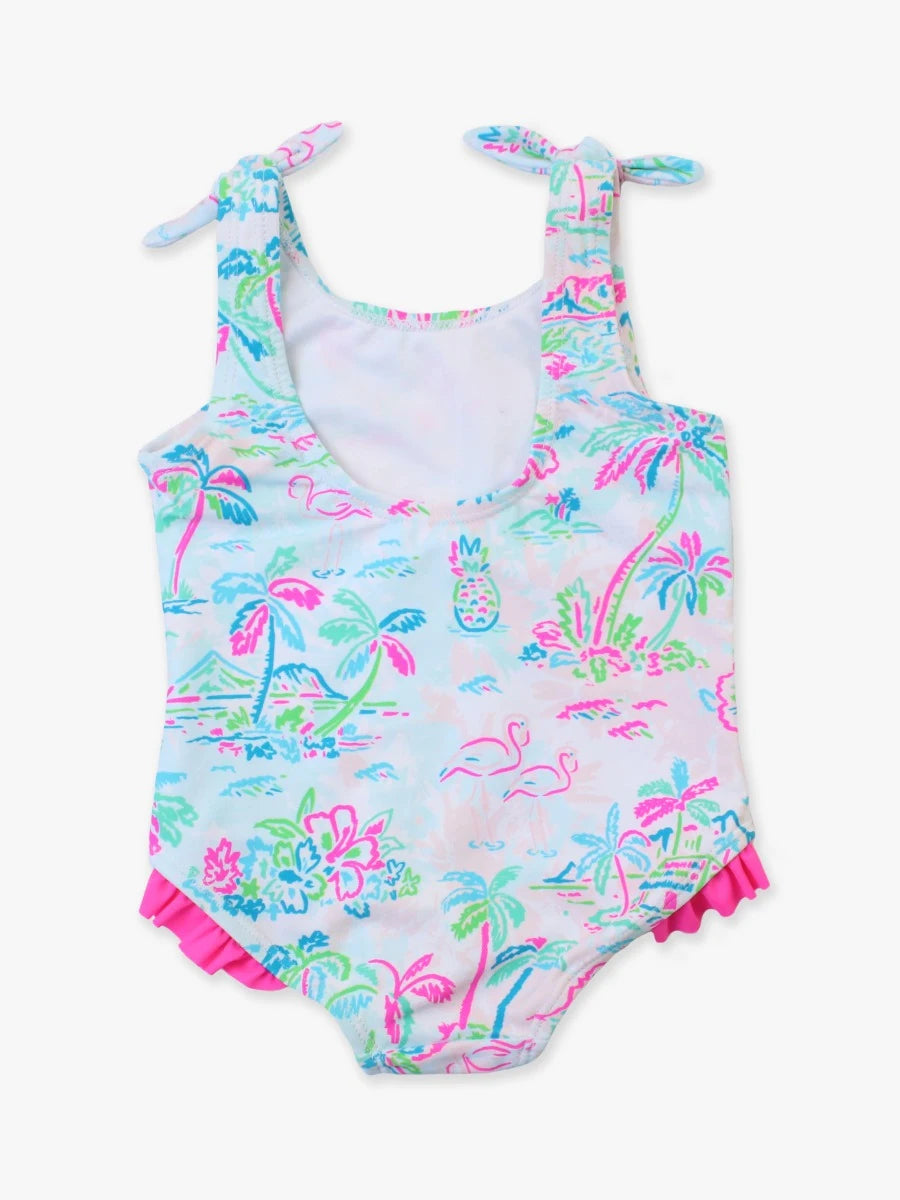 TIE SHOULDER ONE PIECE - TROPICAL RESORT