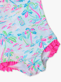 TIE SHOULDER ONE PIECE - TROPICAL RESORT