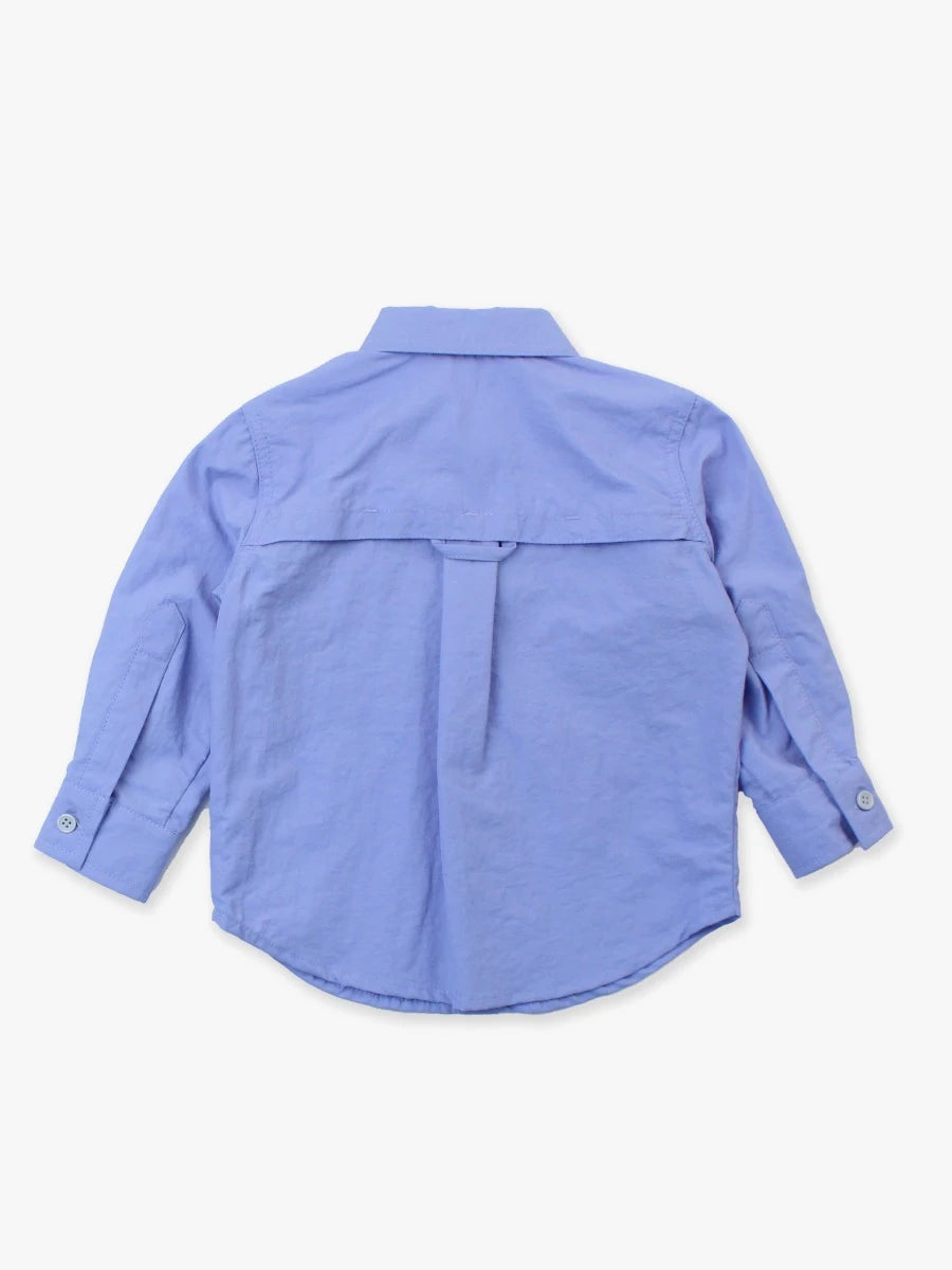 SUN PROTECTIVE BUTTON DOWN SHIRT - PERIWINKLE BLUE