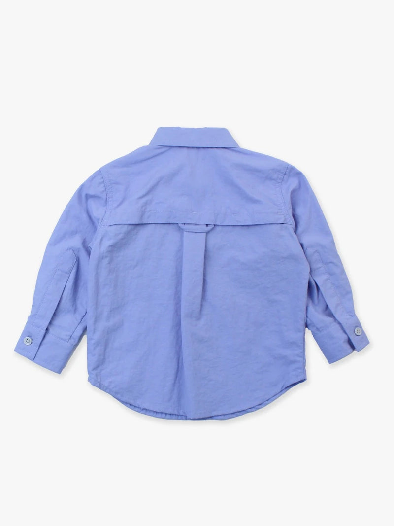 SUN PROTECTIVE BUTTON DOWN SHIRT - PERIWINKLE BLUE