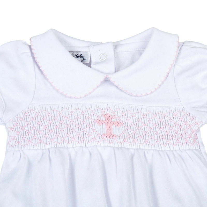 BLESSED SMOCKED COLLARED SHORT SLEEVE GIRL BUBBLE