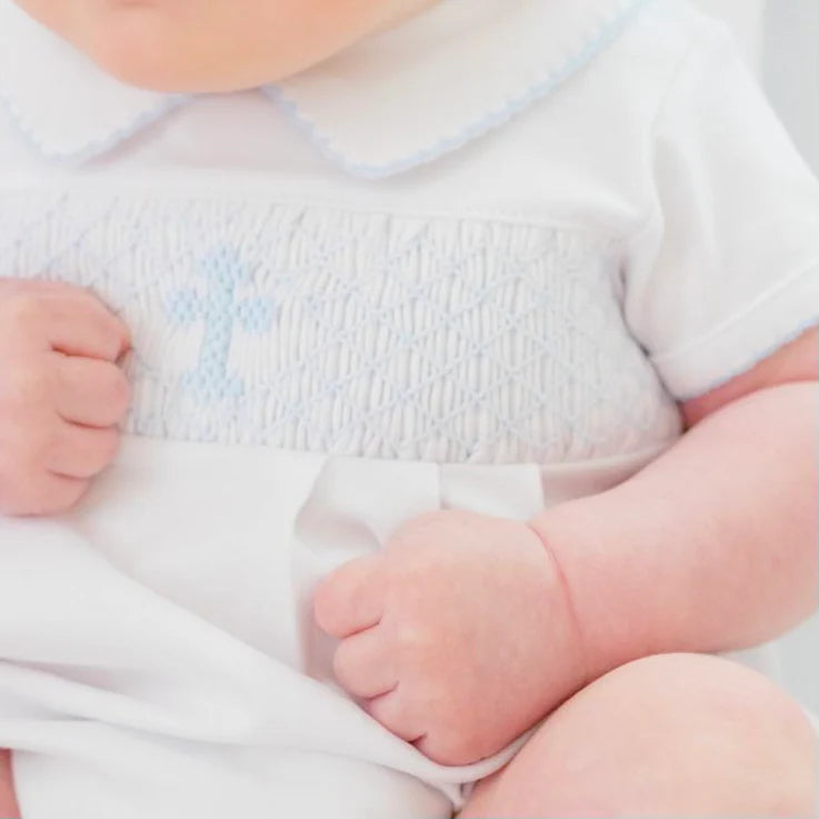 BLESSED SMOCKED COLLARED SHORT SLEEVE BOY BUBBLE