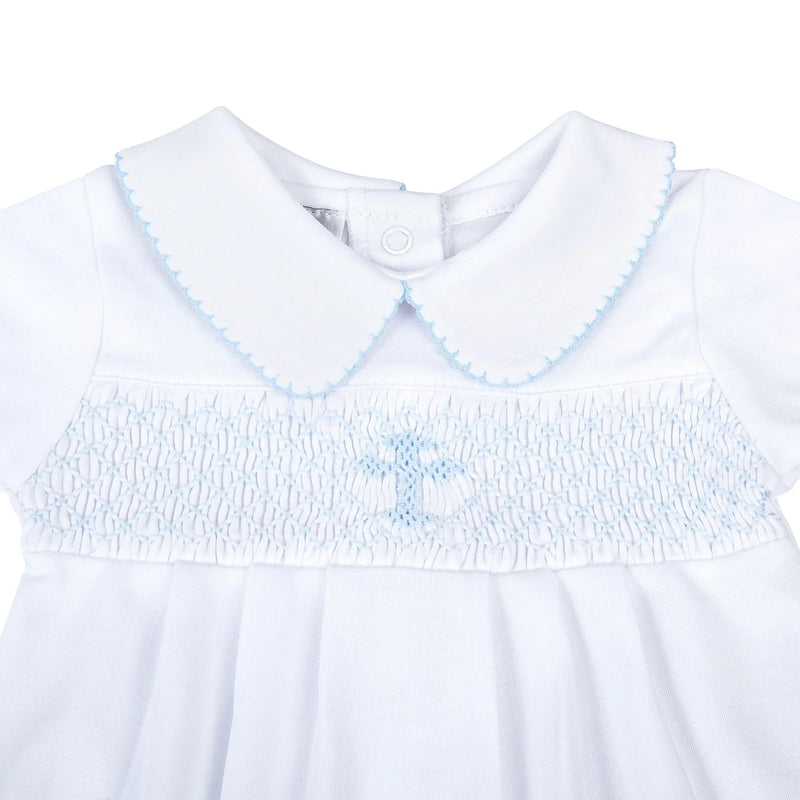 BLESSED SMOCKED COLLARED SHORT SLEEVE BOY BUBBLE