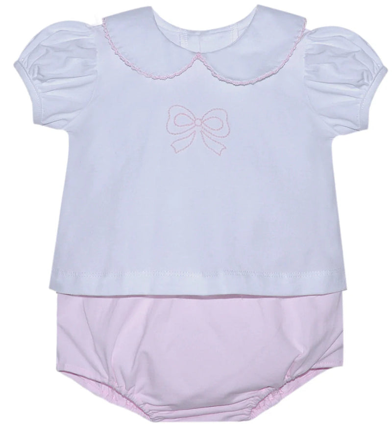 WHITE BAILEY GIRL DIAPER SET - BOW