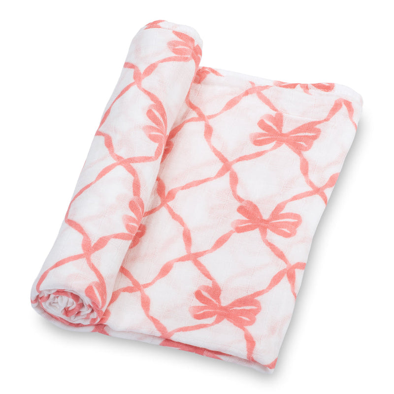 BEAUTIFUL PINK BOW BABY SWADDLE BLANKET