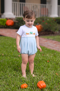 PUMPKIN EMBROIDERED BOY BUBBLE