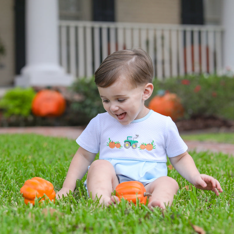 PUMPKIN EMBROIDERED BOY BUBBLE