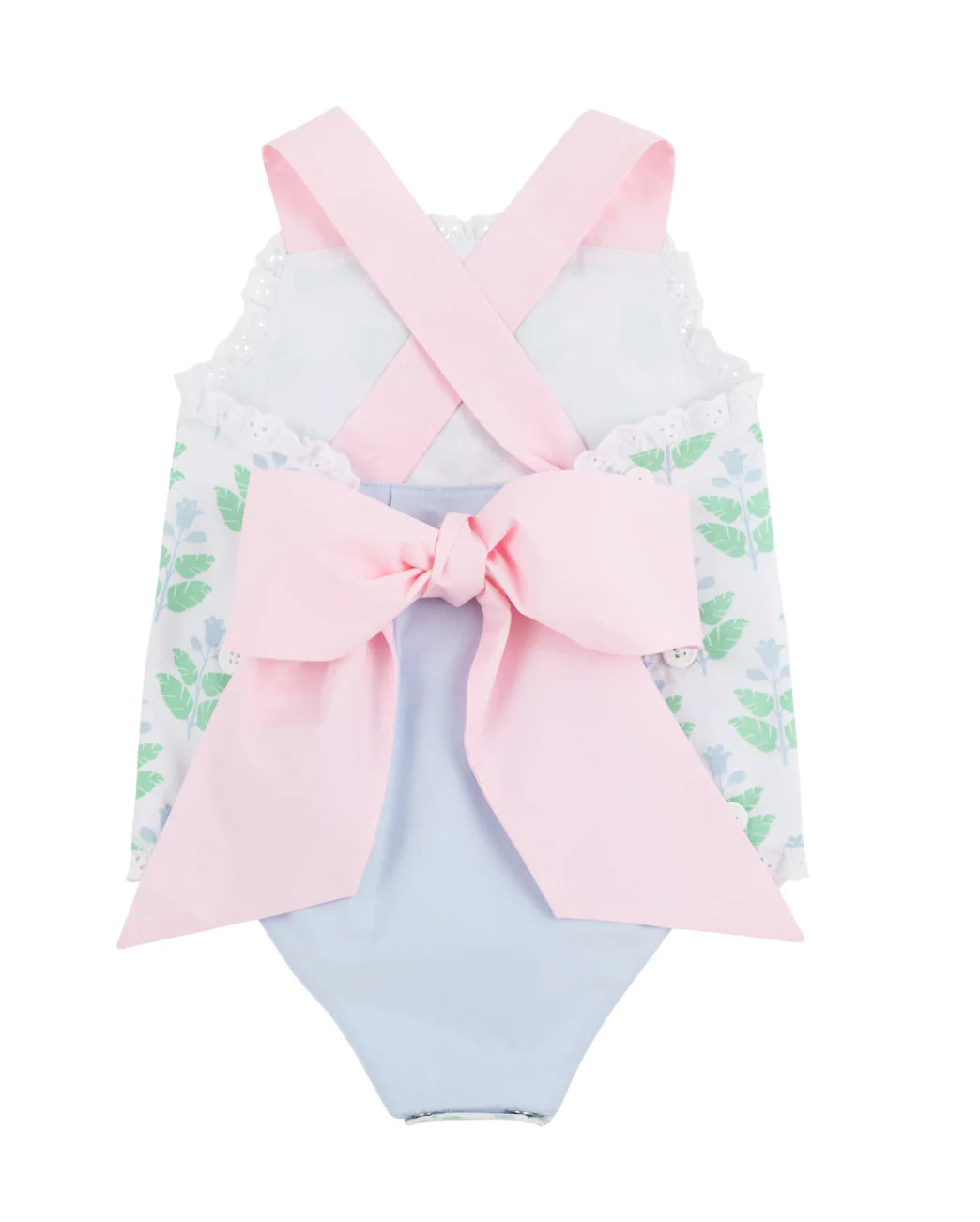 SISI SUNSUIT BROADCLOTH HANOVER HANDBLOCK PALM BEACH PINK BUCKHEAD BLUE