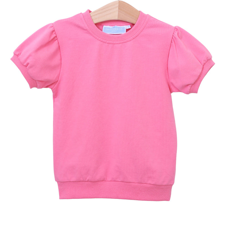 GIRLS SS LANDRY PUFF SLEEVE TOP (PINK)