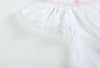 WHITE AND PINK CROSS SMOCKED ANGEL SLEEVE BISHOP DRESS