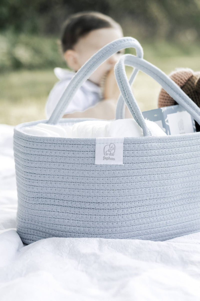 ROPE DIAPER CADDY - MISTY BLUE