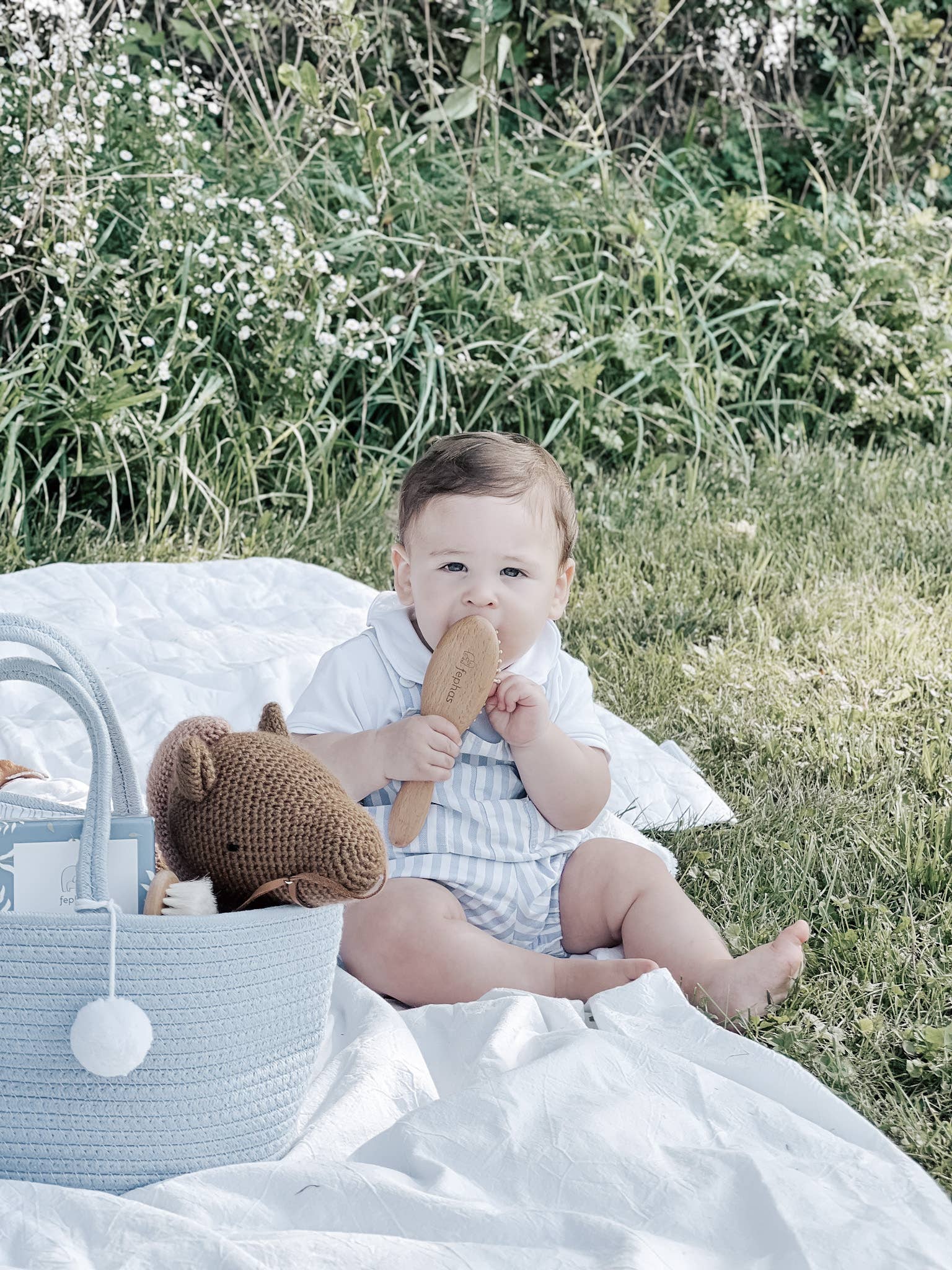 ROPE DIAPER CADDY - MISTY BLUE