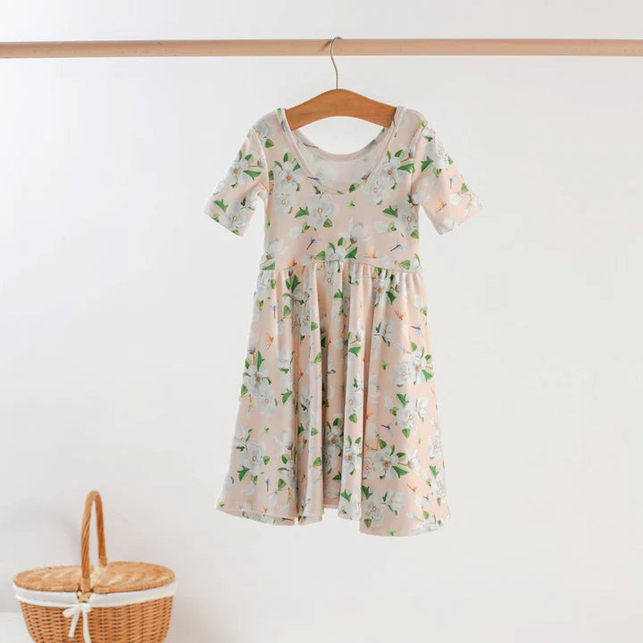 PINK MAGNOLIA ORGANIC COTTON TWIRL DRESS