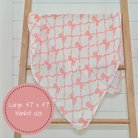 BEAUTIFUL PINK BOW BABY SWADDLE BLANKET