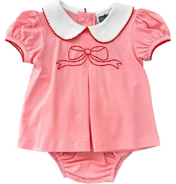 BOW EMBROIDERED BLOOMER SET