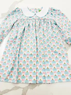 AQUA PUMPKIN BUTTON CHEST DRESS