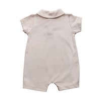 BOYS SIGNATURE PIMA POLO ROMPER - SAND