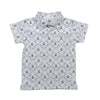 BOYS SIGNATURE SHORT SLEEVE PIMA POLO - WHITE GOLF PRINT