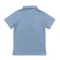 BOYS INSHORE SHORT SLEEVE PERFORMANCE POLO - PARISIAN BLUE STRIPE