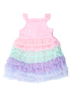 LAYERED TULLE DRESS - PINK MULTICOLOR