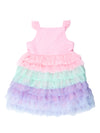 LAYERED TULLE DRESS - PINK MULTICOLOR