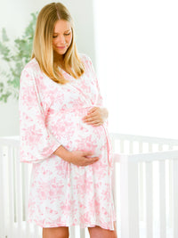 PINK BUTTERFLY GARDEN TOILE WOMENSS MATERNITY ROBE