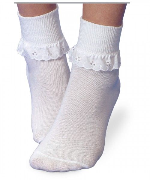 EYELET RUFFLE TURN DOWN SOCKS (1 PAIR)